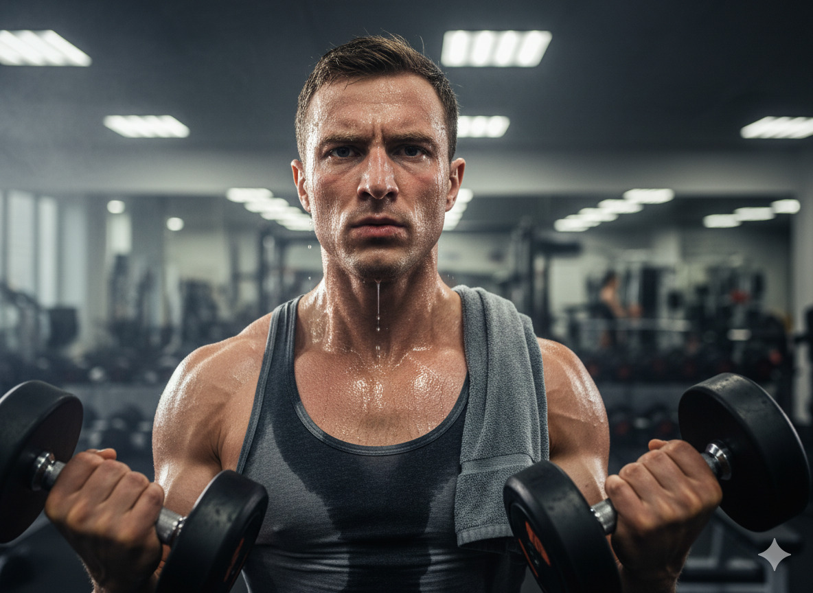 Person som trener og svetter